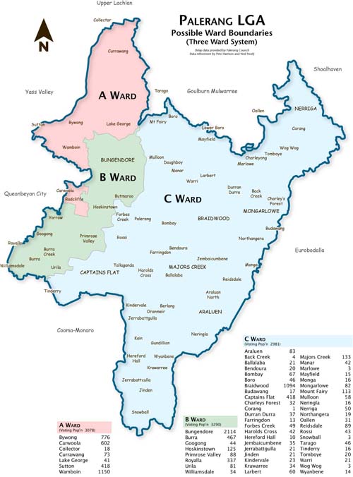 Possible Palerang LGA Ward Boundaries